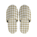 Beige And White Gingham Pattern Print Slippers