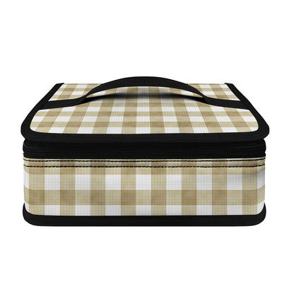 Beige And White Gingham Pattern Print Small Lunch Bag