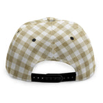 Beige And White Gingham Pattern Print Snapback Cap