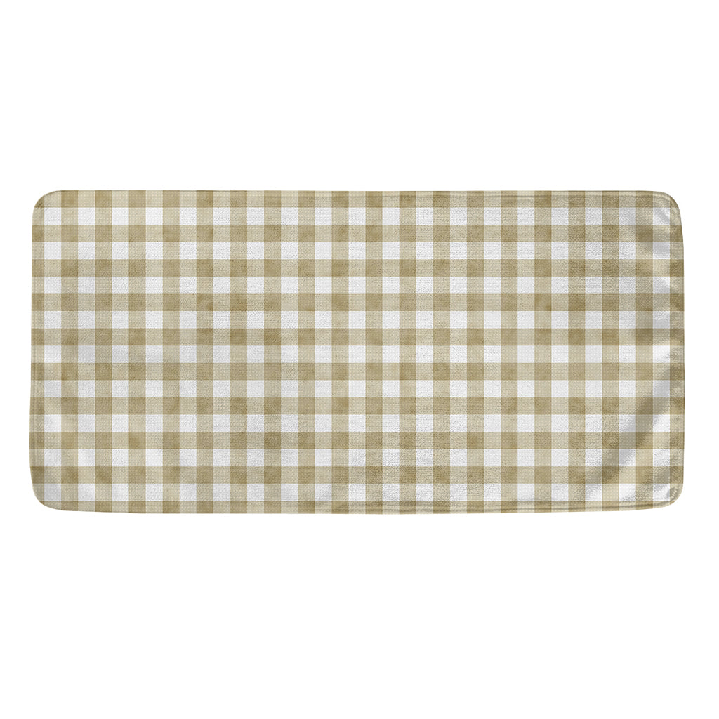 Beige And White Gingham Pattern Print Towel