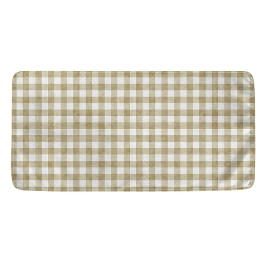 Beige And White Gingham Pattern Print Towel