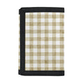 Beige And White Gingham Pattern Print Trifold Wallet