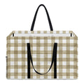 Beige And White Gingham Pattern Print Utility Tote Bag