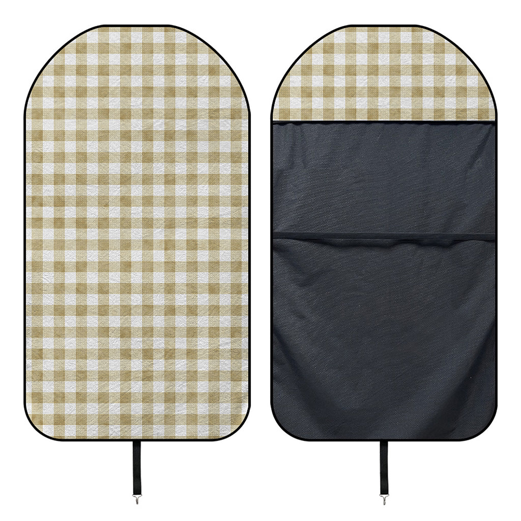 Beige And White Gingham Pattern Print Waterproof Car Seat Cover