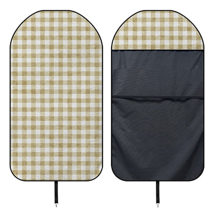 Beige And White Gingham Pattern Print Waterproof Car Seat Cover