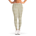 Beige And White Gingham Pattern Print Women's Leggings