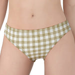 Beige And White Gingham Pattern Print Women's Panties