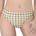 Beige And White Gingham Pattern Print Women's Thong
