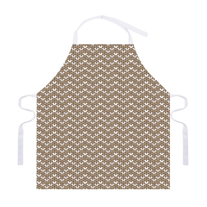 Beige And White Knitted Pattern Print Adjustable Apron