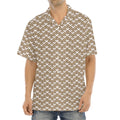Beige And White Knitted Pattern Print Aloha Shirt