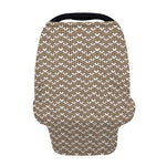 Beige And White Knitted Pattern Print Baby Seat Cover