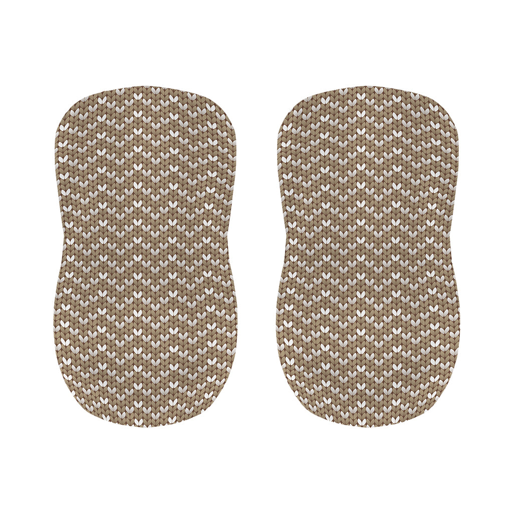 Beige And White Knitted Pattern Print Bar Stool Covers