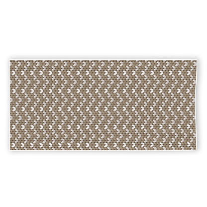 Beige And White Knitted Pattern Print Beach Towel