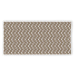 Beige And White Knitted Pattern Print Beach Towel