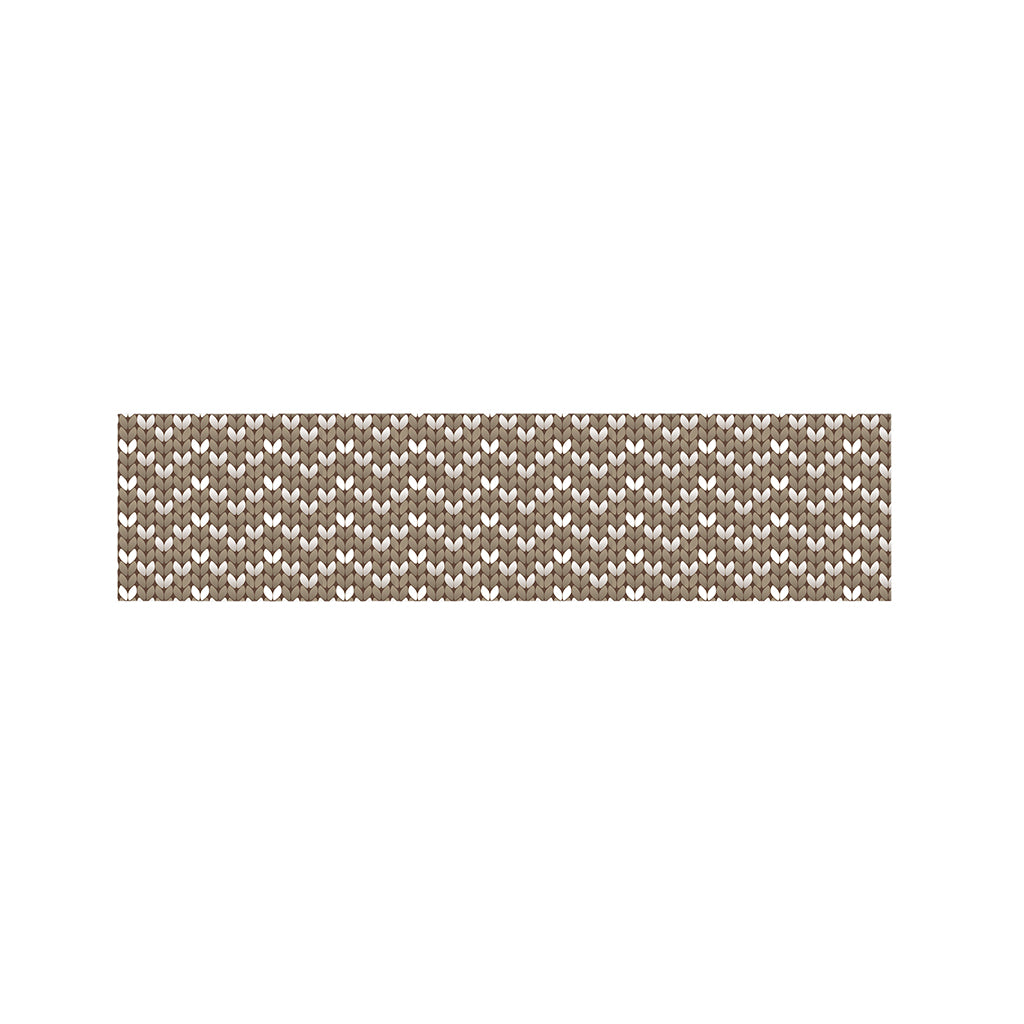 Beige And White Knitted Pattern Print Bed Runner