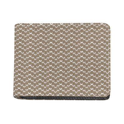 Beige And White Knitted Pattern Print Bifold Wallet