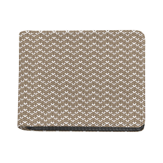 Beige And White Knitted Pattern Print Bifold Wallet
