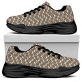 Beige And White Knitted Pattern Print Black Chunky Shoes