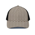 Beige And White Knitted Pattern Print Black Mesh Trucker Hat
