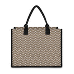 Beige And White Knitted Pattern Print Canvas Tote Bag