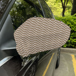 Beige And White Knitted Pattern Print Car Side Mirror Covers