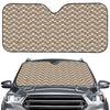 Beige And White Knitted Pattern Print Car Windshield Sun Shade