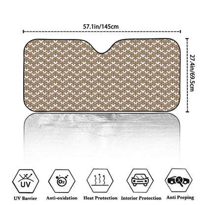 Beige And White Knitted Pattern Print Car Windshield Sun Shade