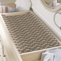 Beige And White Knitted Pattern Print Changing Pad Cover
