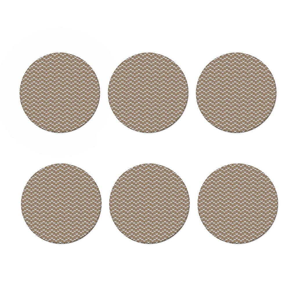 Beige And White Knitted Pattern Print Coaster Set