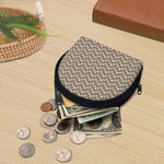 Beige And White Knitted Pattern Print Coin Purse