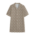 Beige And White Knitted Pattern Print Cotton Hawaiian Shirt