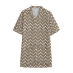 Beige And White Knitted Pattern Print Cotton Hawaiian Shirt