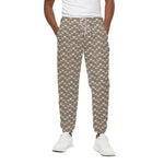 Beige And White Knitted Pattern Print Cotton Pants