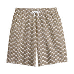 Beige And White Knitted Pattern Print Cotton Shorts