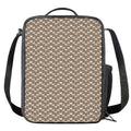 Beige And White Knitted Pattern Print Crossbody Lunch Bag