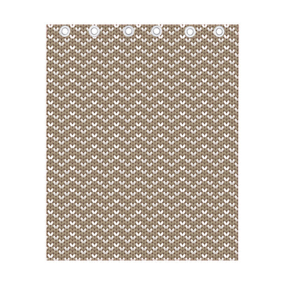Beige And White Knitted Pattern Print Curtain