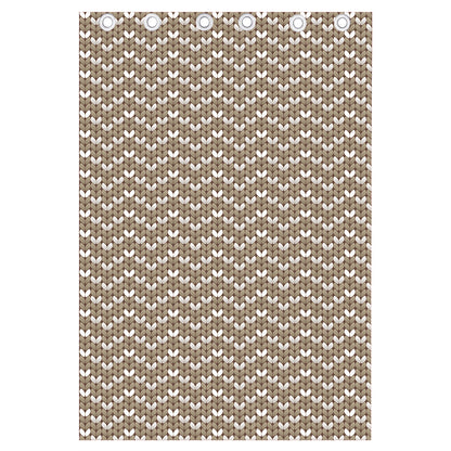 Beige And White Knitted Pattern Print Curtain