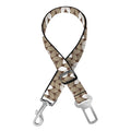 Beige And White Knitted Pattern Print Dog Seat Belt