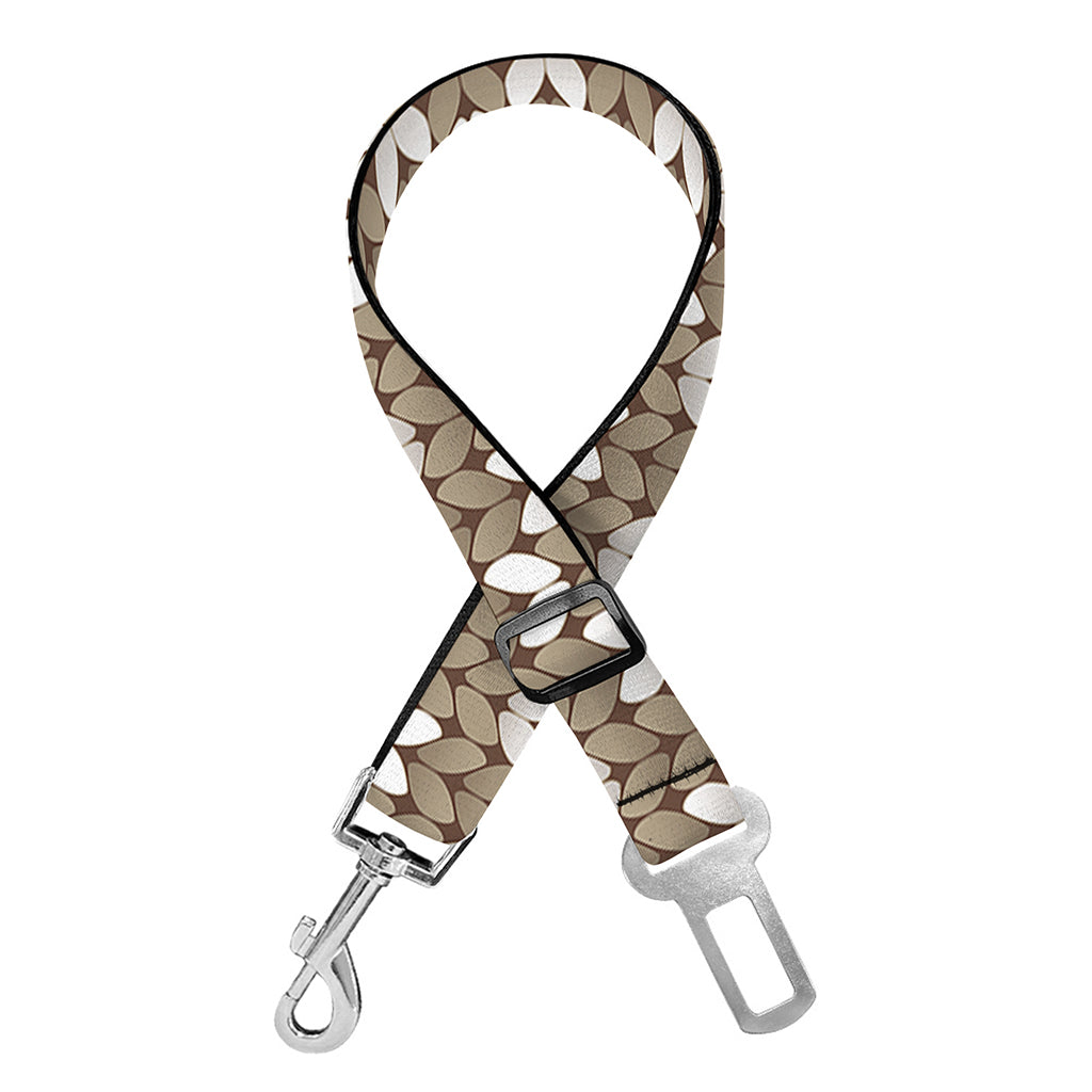 Beige And White Knitted Pattern Print Dog Seat Belt