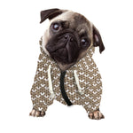 Beige And White Knitted Pattern Print Dog Zip Up Hoodie