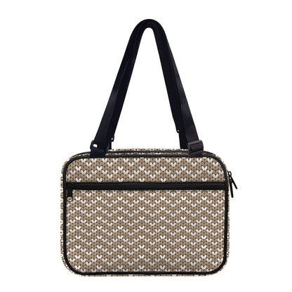 Beige And White Knitted Pattern Print Double Strap Bible Bag