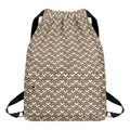 Beige And White Knitted Pattern Print Drawstring Backpack