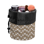 Beige And White Knitted Pattern Print Drawstring Makeup Bag
