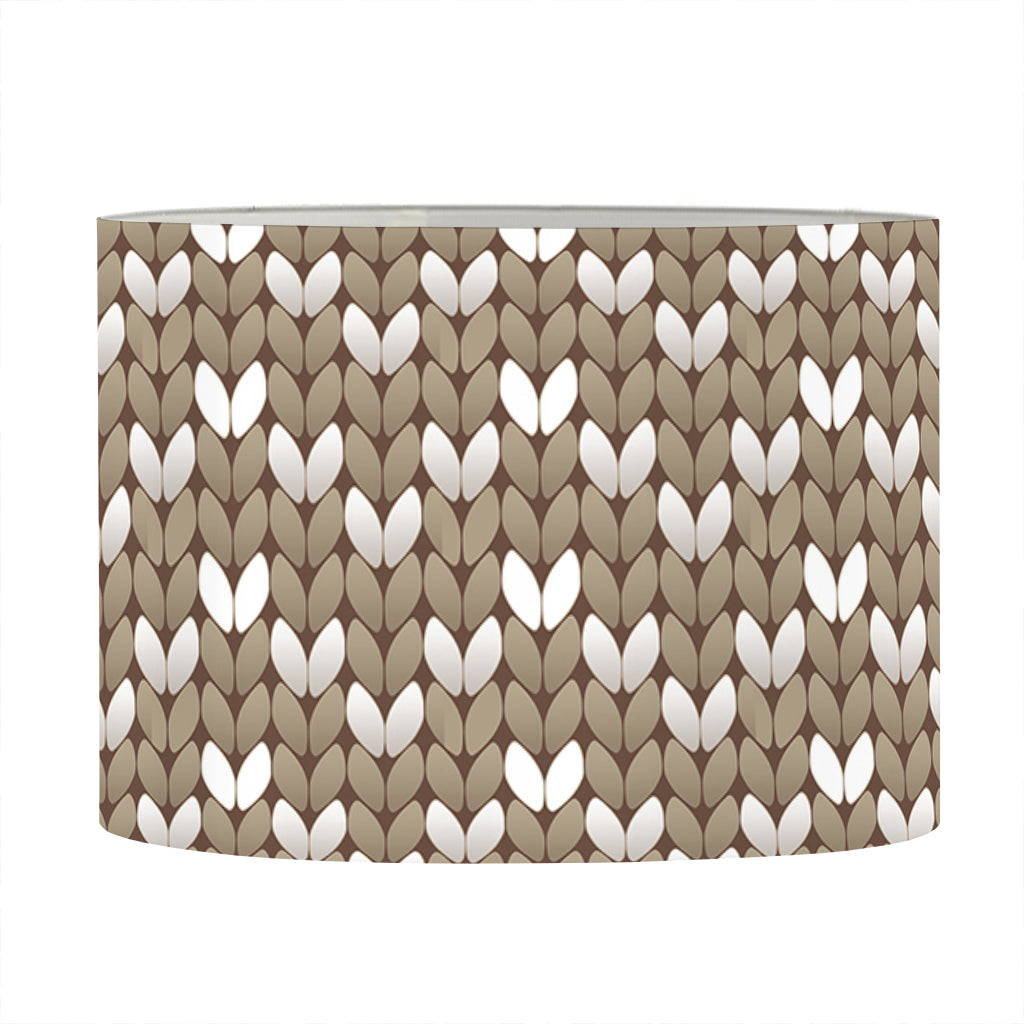 Beige And White Knitted Pattern Print Drum Lamp Shade