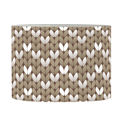 Beige And White Knitted Pattern Print Drum Lamp Shade