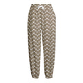 Beige And White Knitted Pattern Print Fleece Lined Knit Pants
