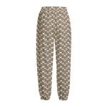 Beige And White Knitted Pattern Print Fleece Lined Knit Pants