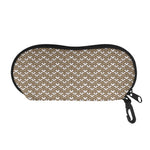 Beige And White Knitted Pattern Print Glasses Case