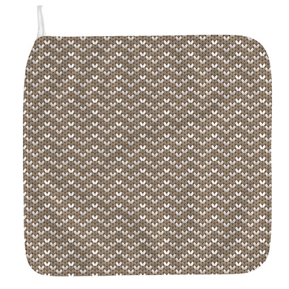 Beige And White Knitted Pattern Print Hand Towel
