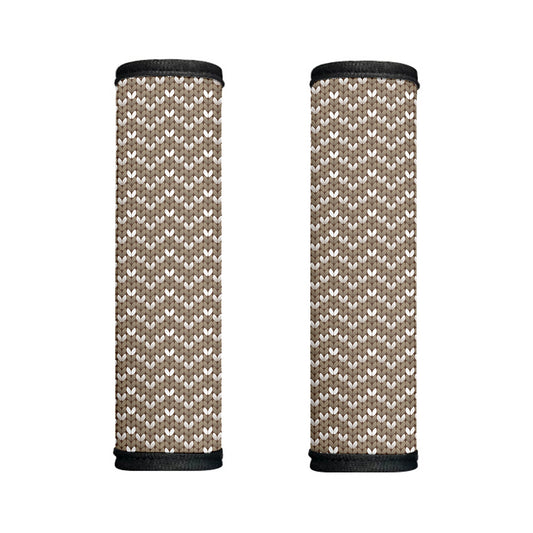 Beige And White Knitted Pattern Print Handle Covers